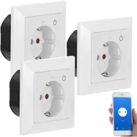Luminea Home Control WLAN-Unterputz-Steckdose mit App, für Siri, Alexa & GA, 3er Pack