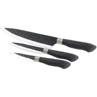 TokioKitchenWare 3-tlg. Messerset, Antihaft-Beschichtung, Hammerschlag-Design
