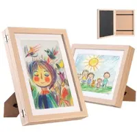 Your Design 2er-Set Bilderrahmen A4 mit Fach für 150 Kinderzeichnungen, Holz-Optik