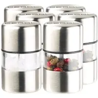 Pearl 6er-Set Mini-Salz-/Pfeffermühle, Edelstahl, Keramikmahlwerk, Ø 3 cm