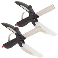 Rosenstein & Söhne 2er Pack 2in1-Küchenschneider-Schere mit Messer und int