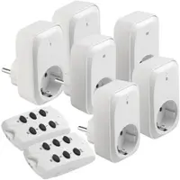 Revolt 6er-Set Funk-Steckdosen mit Fernbedienung, 30 m, 3.680 Watt/16 A, weiß
