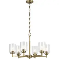 Kichler Elstead Winslow Kronleuchter E27 6-fach Naturmessing Glas mit Luftbläschen