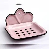 DanDiBo Ambiente DanDiBo Seifenhalter 618 Seifenschale 13 cm emailliert Landhaus Emaille Seifenspender / Farbe: Rosa