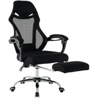 Costway Ergonomischer Bürostuhl mit Einziehbarer Fußstütze Schwarz