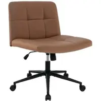 Costway Bürostuhl Ohne Armlehnen Schreibtischstuhl mit Rollen Braun