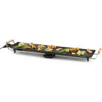 Domo DO8313TP, Arbeitsplatte, Schwarz, Edelstahl, Holz, 900 x 220 mm, 0,85 m, Drehregler, 1800 W