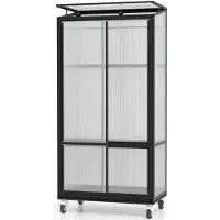 Pergart Vitavia Balkon- und Anlehn-Gewächshaus "Stad" schwarz 4 mm HKP mit Rollfundament