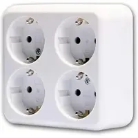 McPower Schutzkontakt-Steckdose 4-fach ''Finery'', 250V/16A,AP,Einsteckschutz,weiß