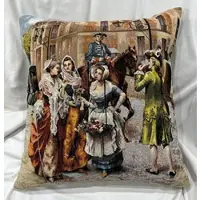 Casa Padrino Luxus Deko Kissen Mittelalter Mehrfarbig 45 x 45 cm - Bedrucktes Zierkissen mit edlem Gobelin Stoff - Luxus Deko Accessoires