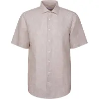 Seidensticker Leinenhemd "Schwarze Rose", Herren, Gr. M (39), normale Ärmellängen, beige, 100% Leinen, unifarben, regular fit, Hemden Leinenhemd, Regular 1/2 Kentkragen Uni
