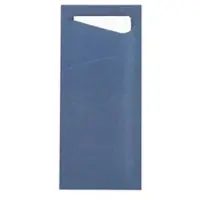 Prime Guest Bestecktasche Prime Fit in Dunkelblau 85 x 190 mm, mit 2-lagiger Tissue-Serviette in Weiß -100 Stück