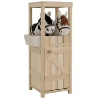 Relaxdays Hobby Horse Stall für 2 Pferde Weiß,Hellbraun