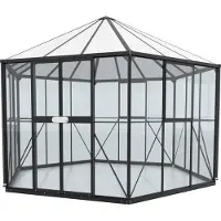 Pergart Vitavia Gewächshaus-Pavillon "Juno 9000" inkl. Stahlfundament schwarz 9,0 m² 3 mm ESG, 6 mm HKP