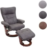 MCA Relaxsessel Montreal, Fernsehsessel Hocker, Stoff/Textil 130kg belastbar dunkelgrau, walnussfarben