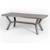 Idea New Garden Srl Rechteckiger Außentisch 200x95 cm aus Polypropylen mit gekreuzten Beinen, metallverstärkte Struktur und Öffnung für Sonnenschirm - SAMUEL - Beige