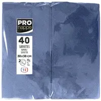 PROnappe SV623910I 30x Tissue-Servietten, Packung mit 40 Stück, mikrogeprägt, 2-lagig, 1/8 Kopffalz, 38x38 cm Marineblau