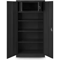DELUKE Metallschrank abschließbar KODLI - Geheimfach, 4 Ebenen | Aktenschrank Büroschrank Stahl Werkstatt Werkzeugschrank, 185x90x45cm Schwarz