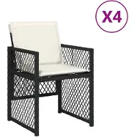 vidaXL Gartenstühle mit Kissen 4 Stk. Schwarz Poly Rattan