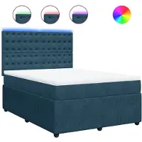 vidaXL Boxspringbett mit Matratze Blau 140x190 cm Samt
