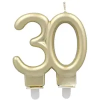 Papstar Jubiläumskerzen mit Halter 7 cm gold "30" 12 Stück