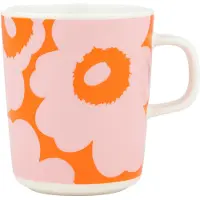 Marimekko - Oiva Unikko Becher mit Henkel 250 ml, weiß / pink / orange
