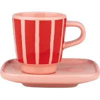 Marimekko - Oiva Piccolo Espressotasse mit Untertasse, salmon red / orange red