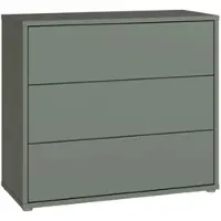 Forte ALICE SPRINGS Kommode 100, modern-minimalistisch, 3 Schubladen, Wohn-/Schlafzimmer, Holzwerkstoff, Salbei, 94,8 cm breit x 83,1 cm hoch x 41,5 cm tief