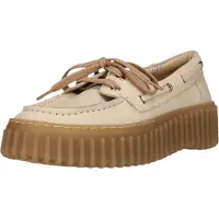 Clarks für Damen. 26186302 Torhill Boot Leder Slipper beige (37), 1 bis 3 cm, Schnürsenkel, Lässig