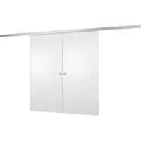 Inova Tür doppelflügelige Schiebetür Holz weiß 1760x2035 Doppel Holztür Schiebetürsystem - Quadratgriff+2seitiger Softclose