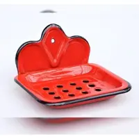 DanDiBo Ambiente DanDiBo Seifenhalter 618 Seifenschale 13 cm emailliert Landhaus Emaille Seifenspender / Farbe: Rot