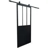 Inova Loftschiebetür 775x2065mm aus Stahl in schwarz mit Glaseinsatz