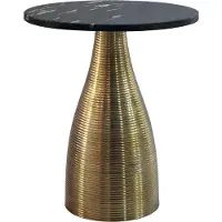 FineBuy Beistelltisch Alu Metall Couchtisch Wohnzimmertisch Dekotisch Marmor Platte Rund