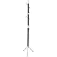 Proregal Schicker minimalistischer Garderobenständer mit 4 Aluminiumhaken | Höhe 180cm | Schwarz, Haken Weiß