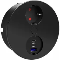 Doeco elektrische Steckdose mit USB-C und USB-A, Schuko Anschluss in schwarz-matt