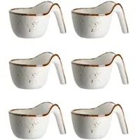 MÄSER Gourmetlöffel 12,5 x 9 cm Weiss mit braunem Rand 6er Set, PINTAR Brauner Rand, 594020