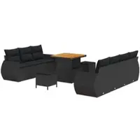 vidaXL Gartensofa-set 10 stk. 7-Sitzanzahl Schwarz Poly-Rattan