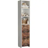 VCM Holz-Badezimmerschrank - Hochschrank mit einer Drehtür, Maße ca. H. 164 x B. 34 x T. 28 cm, robustes Badmöbel für mehr Stauraum, Kommode Flonali