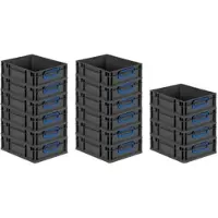 Proregal SuperSparSet 16x Eurobox Nextgen Color HxBxT 12x30x40cm 11 Liter Griffe Blau Geschlossen Schwarz Eurobehälter Transportbox Transportbehälter