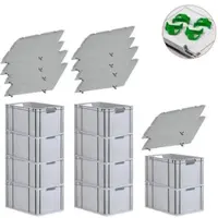 Proregal Spar Set 10x Eurobox Nextgen Economy Mit Auflagedeckel & 4x Schiebeschnappverschlüsse Grün Griffe Offen HxBxT 32 x 40 x 60 cm 65 Liter