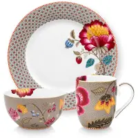 Pip studio Servies Home Frühstücksset Blooming Tales Fantasy Khaki (3er Set)