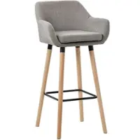 DELUKE Barhocker MIRID - Stoff Grau 51x50x101 cm | Barstuhl Mit Lehne Tresenhocker Tresenstuhl Kneipenhocker Kneipenstuhl