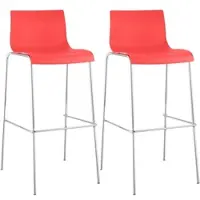 DELUKE 2er Set Barhocker TENAR Kunststoff Rot 43x48x100cm Silber Barstuhl Mit Lehne Tresenhocker Tresenstuhl