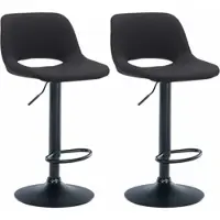 DELUKE Barhocker 2er Set JAKSON - Schwarz, Stoff, Schwarz | Barhocker mit Lehne Barstuhl Tresenhocker Tresenstuhl Kneipenhocker Kneipenstuhl