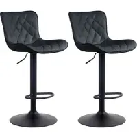 DELUKE 2er Set Barhocker BOZON Kunstleder Schwarz 48x54x83cm Barstuhl Höhenverstellbar Mit Lehne Drehbar Tresenhocker Tresenstuhl