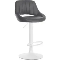 DELUKE Barhocker SEGAD Kunstleder Grau 47x48x85cm Weiß Barstuhl Höhenverstellbar Mit Lehne Drehbar Tresenhocker Tresenstuhl