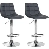 DELUKE Barhocker 2er Set DUBAI Grau Kunstleder Chrom Barstuhl Mit Lehne Tresenhocker Tresenstuhl