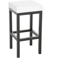 DELUKE Barhocker KIEL Weiß Kunstleder Stahl 80cm Höhe Barstuhl Ohne Lehne Tresenhocker Tresenstuhl