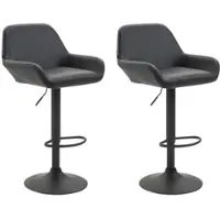 DELUKE Barhocker 2er Set DUBLIN Schwarz Kunstleder Schwarz Barstuhl Mit Lehne Tresenhocker Tresenstuhl