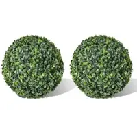 DELUKE Buchsbaum Künstlich 2er Set 35cm Grünfarbig Buchsbaumkugeln Formschnitt Kunstpflanze Dekopflanze Fake Plant Für Wohnzimmer